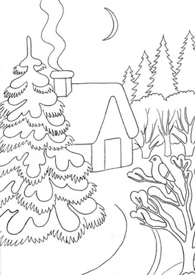Зима рисунок Как нарисовать зиму Зимний пейзаж рисунок Домик рисунок Как  нарисовать зимний пейзаж - YouTube