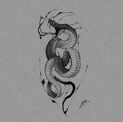 Змея легкий рисунок - 65 фото