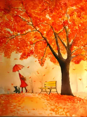 Золотая осень рисунок легкий - 74 фото