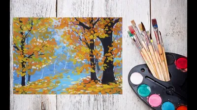 Как нарисовать золотую осень гуашью! #Dari_Art - YouTube