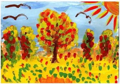 Золотая осень рисунки детей - 61 фото