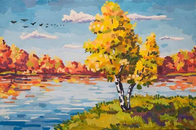 Золотая осень дерево рисунок - 57 фото
