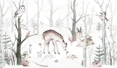 дикие животные в лесу милые поздравительные открытки Иллюстрация вектора -  иллюстрации насчитывающей смешно, фауна: 223522522