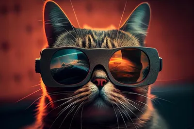 Картина на холсте \"Модный кот в очках\"
