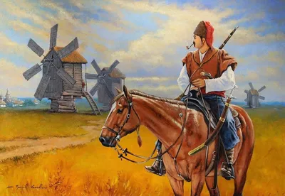 Казак и конь | Horse oil painting, Painting, Horse painting