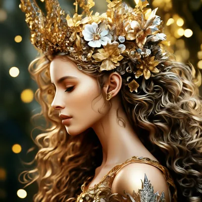 Красивая королева эльфов в профиль, …» — создано в Шедевруме