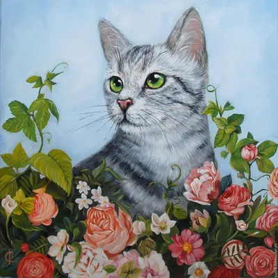 Красивые кошки с цветами - фото и картинки: 60 штук