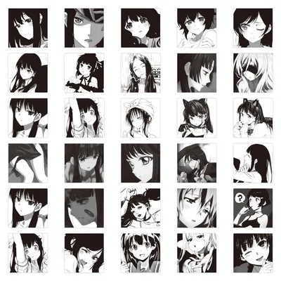 60/10/30 шт. кавайная аниме девушка черно-белый Аватар граффити Наклейки 60  различных японских стилей красивые женские милый Декор | AliExpress