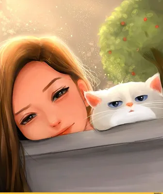 Девушка с кошками - Девушки - Повседневная анимация - Анимация - SuperGif