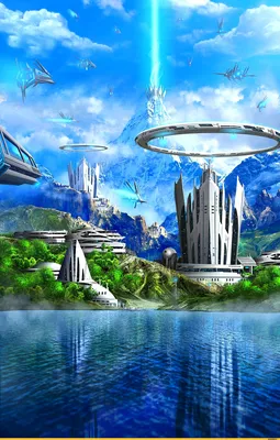 Sci-Fi :: art :: красивые картинки :: город будущего :: джонка ::  Кликабельно :: цивилизация - JoyReactor