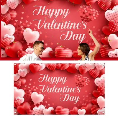 Купить PDTO Счастливый День Святого Валентина Фон Баннер День Святого  Валентина Фон Баннер Украшение | Joom
