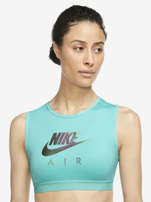 Спортивный топ бра Nike Air Dri-FIT Swoosh бирюзовый цвет — купить за 2649  руб. со скидкой 50 %, отзывы в интернет-магазине Спортмастер