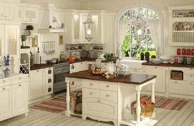 Кухня кантри, фото дизайна кухни в деревенском стиле :: ЕвроМебель