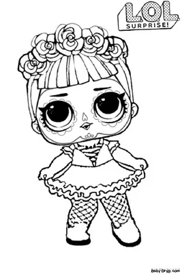 Раскраска кукла ЛОЛ Сахарок с нимбом - Раскраски А4 формата для распечатки