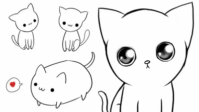 Котики для срисовки простые. Скачать и распечатать