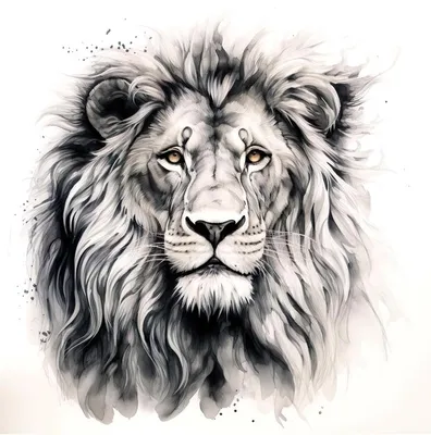 Черно-белый рисунок льва | Премиум Фото