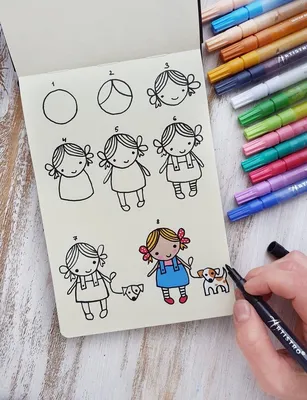 Рисунки для срисовки для детей 7 лет для девочек фломастерами (59 шт)