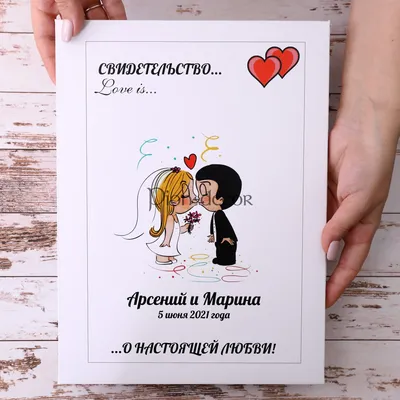 Папка \"Love is\" с вашей фамилией, именами и датой свадьбы - заказать в  интернет-магазине «Пион-Декор» или свадебном салоне в Москве
