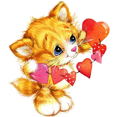 Котик с сердечком рисунок - 57 фото