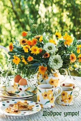 Доброе утро! Небольшой завтрак и немного весенних цветов.