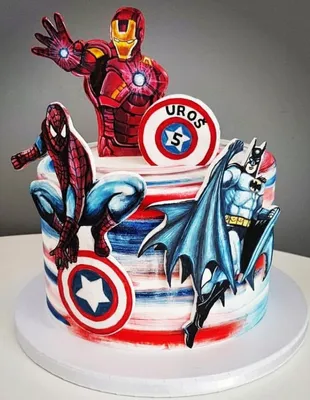 Пин от пользователя Emily Cowperthwaite на доске Masons 5th birthday | Торт  в стиле марвел, Тематические торты, Торт супергерои