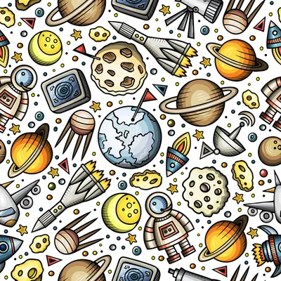 Векторный набор иллюстраций мультяшных планет, Космос, астероид, красочные  фантастические мировые иконы . Векторное изображение  ©Nataliia2910@gmail.com 193258626