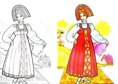 Рисунок национальный костюм русского народа - 60 фото