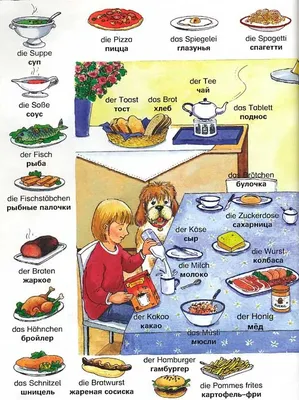 Лексика в картинках на тему кухня на немецком языке | DolceLingua.ru
