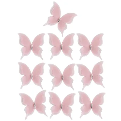 Декоративное украшение Бабочки шифоновые, Нежно-розовый, 5 см, с блестками,  10 шт.