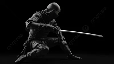 статуя ниндзя готового к атаке, 3d ниндзя с мечом в агрессивной позе, Hd  фотография фото, ниндзя фон картинки и Фото для бесплатной загрузки