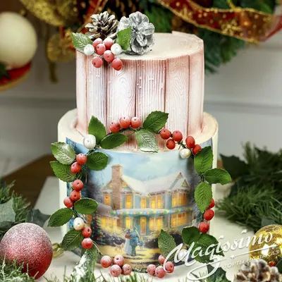 Торт новогодний №5278 купить в Москве по выгодной цене | Кондитерская «На  Большевике»