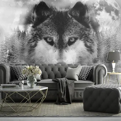 Черно-белые фото обои Животные Дикая природа 184x254 см Могучий волк  (10147P4A)+клей (ID#1754678153), цена: 850 ₴, купить на Prom.ua