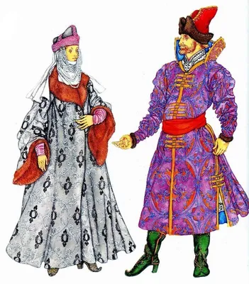 Ancient Russian costumes of Nobelmen | Русская мода, Средневековая одежда,  Историческая мода