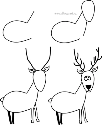 Новогодние рисунки оленей для детей