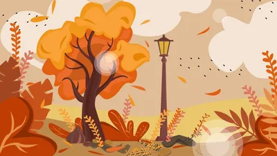 Осенью пейзаж мультфильмов иллюстрация штока. иллюстрации насчитывающей  падение - 194502995