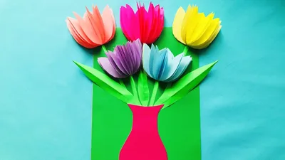 3D CARD 8 March Doodles Flowers paper tulips. How to make ORIGAMI (Emilia)  - YouTube