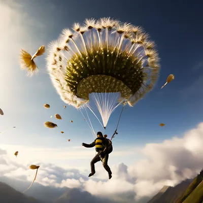 Молодой кавказский парашютист летать с парашютом | Премиум векторы