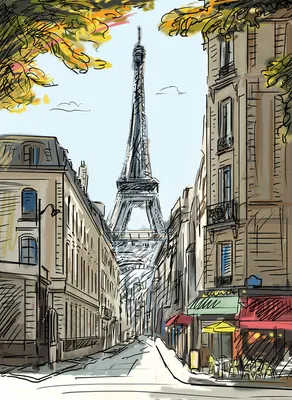 Фотообои \"Карандашный рисунок террасы с видом на Париж\" - Арт. 010353 |  Купить в интернет-магазине Уютная стена