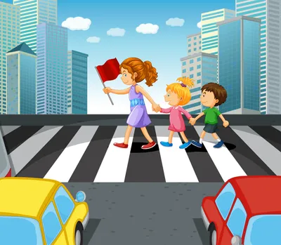 Векторная Иллюстрация Детей Идущих По Пешеходному Переходу — стоковая  векторная графика и другие изображения на тему Ребёнок - iStock