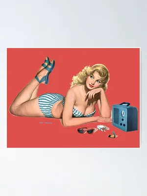 Vintage Pin-up Girl - Laying Down Listening to Music\" Poster for Sale by  vintagerepros | Redbubble