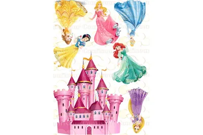 Картинка для торта \"Принцессы Дисней (Walt Disney) \" - PT100542 печать на  сахарной пищевой бумаге