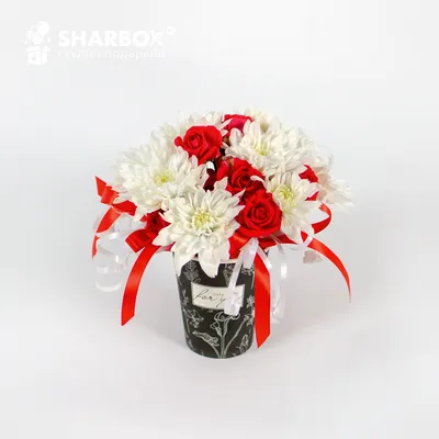 Коробка с цветами «Привет, милая!» из роз и гвоздик - заказать и купить за  2 750 ₽ с доставкой в Казани - партнер «SANDRA FLOWERS»