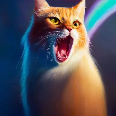 Котёнок у которого из рта радуга…» — создано в Шедевруме