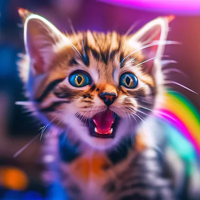 Котёнок у которого из рта радуга» — создано в Шедевруме