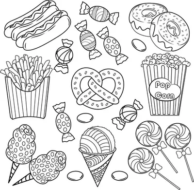 Скачать бесплатно раскраски еда: Подборка фото в различных форматах (JPG, PNG)