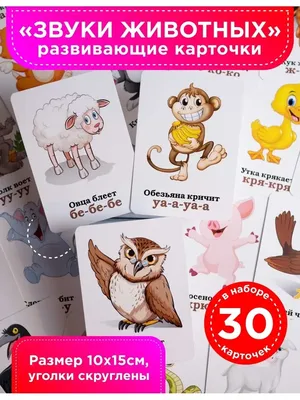Карточки развивающие для детей Звуки животных Фабрика Настроения 52297580  купить за 188 ₽ в интернет-магазине Wildberries
