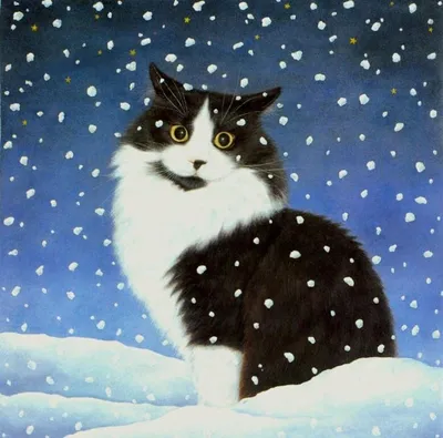 Картинки кот и снег рисованные (68 фото) » Картинки и статусы про  окружающий мир вокруг