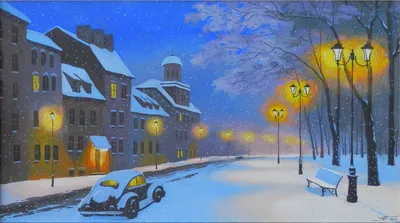 Зима в городе рисунок для детей - 68 фото