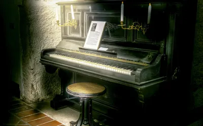 Красивый рояль с листами для записей в комнате, украшенной к Рождеству ::  Стоковая фотография :: Pixel-Shot Studio