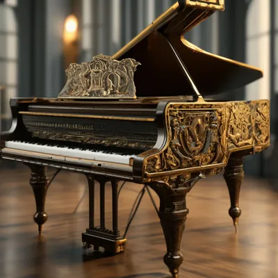 Рояль, реалистичный старинный красивый…» — создано в Шедевруме